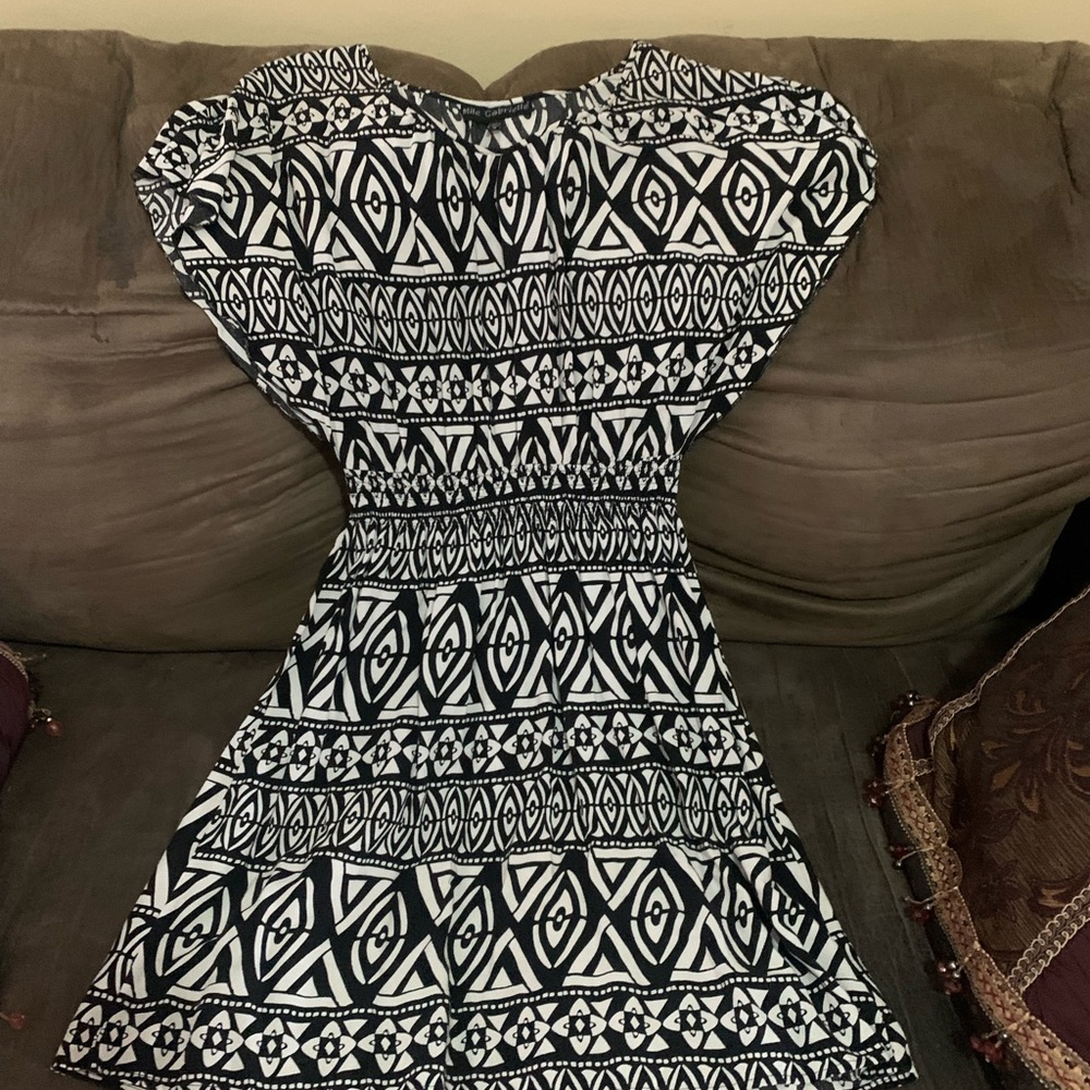 Black & White Patterned Midi Dress